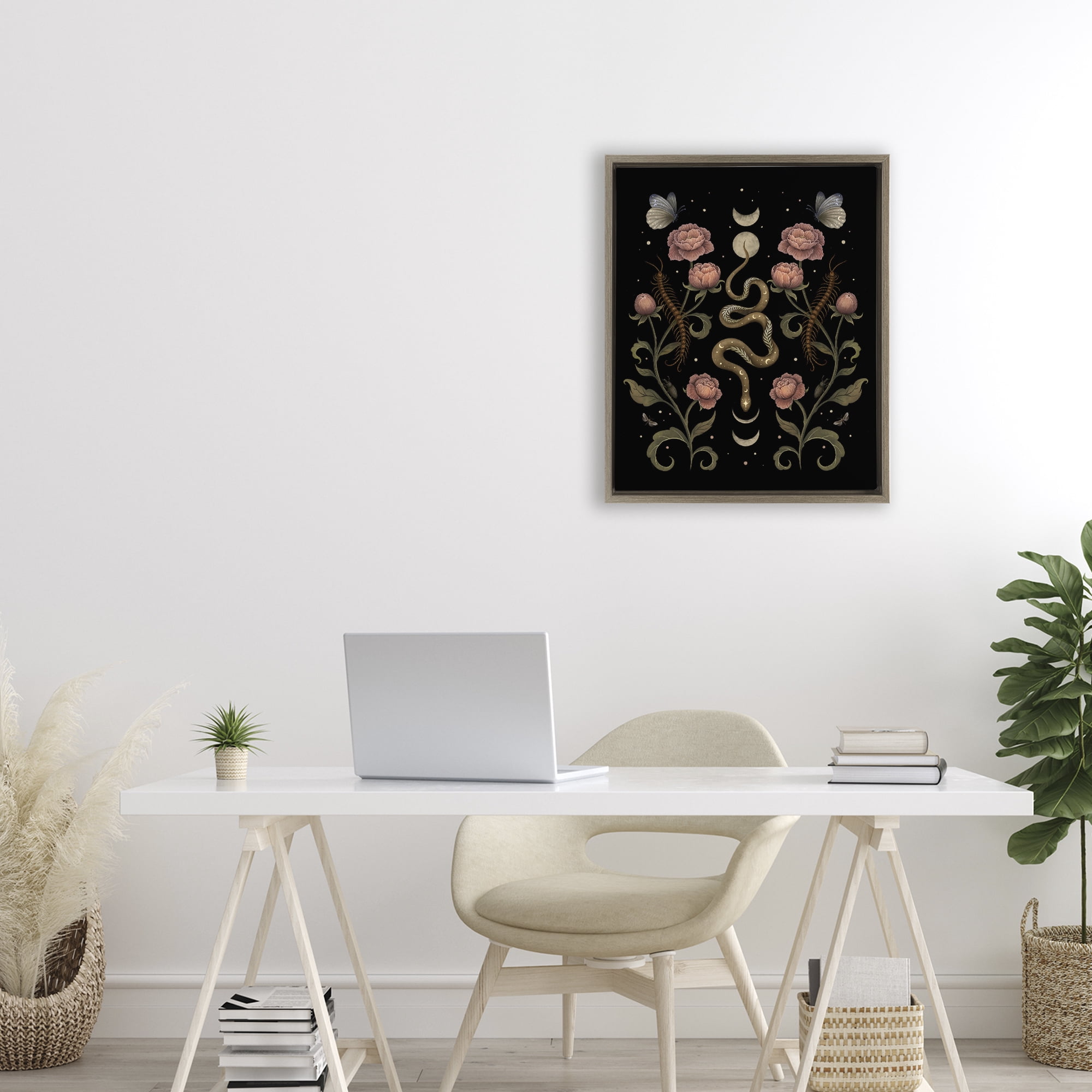 Stupell Industries Serpentine Garden Symmetry Brown Framed Floater Canvas Wall Art, design by Episodic Drawings