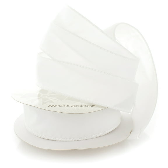 Ribbon Traditions 1.5" Wired Suede Velvet Ribbon White 25yd