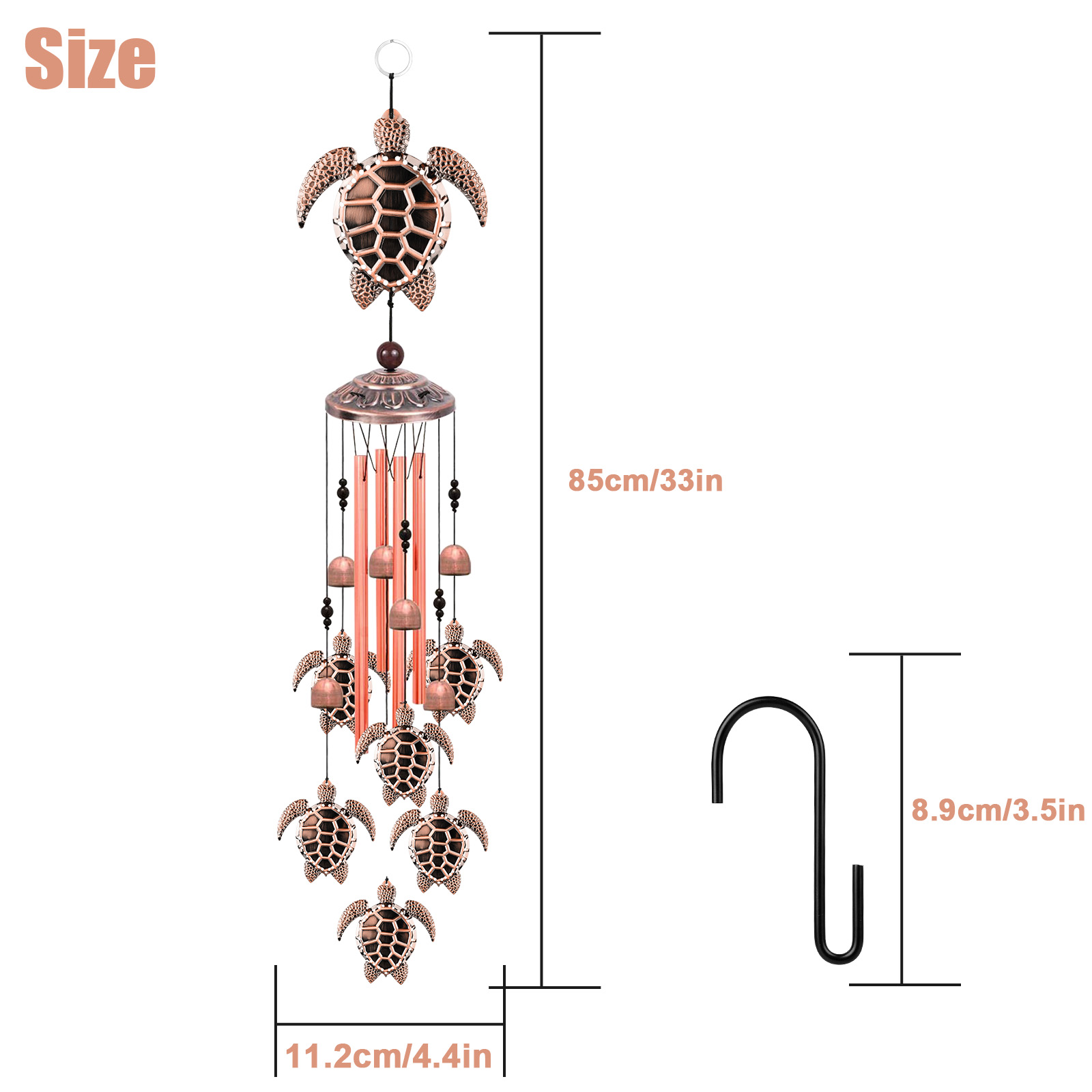 EEEkit Turtle Wind Chimes 33 Inch Retro photo 8