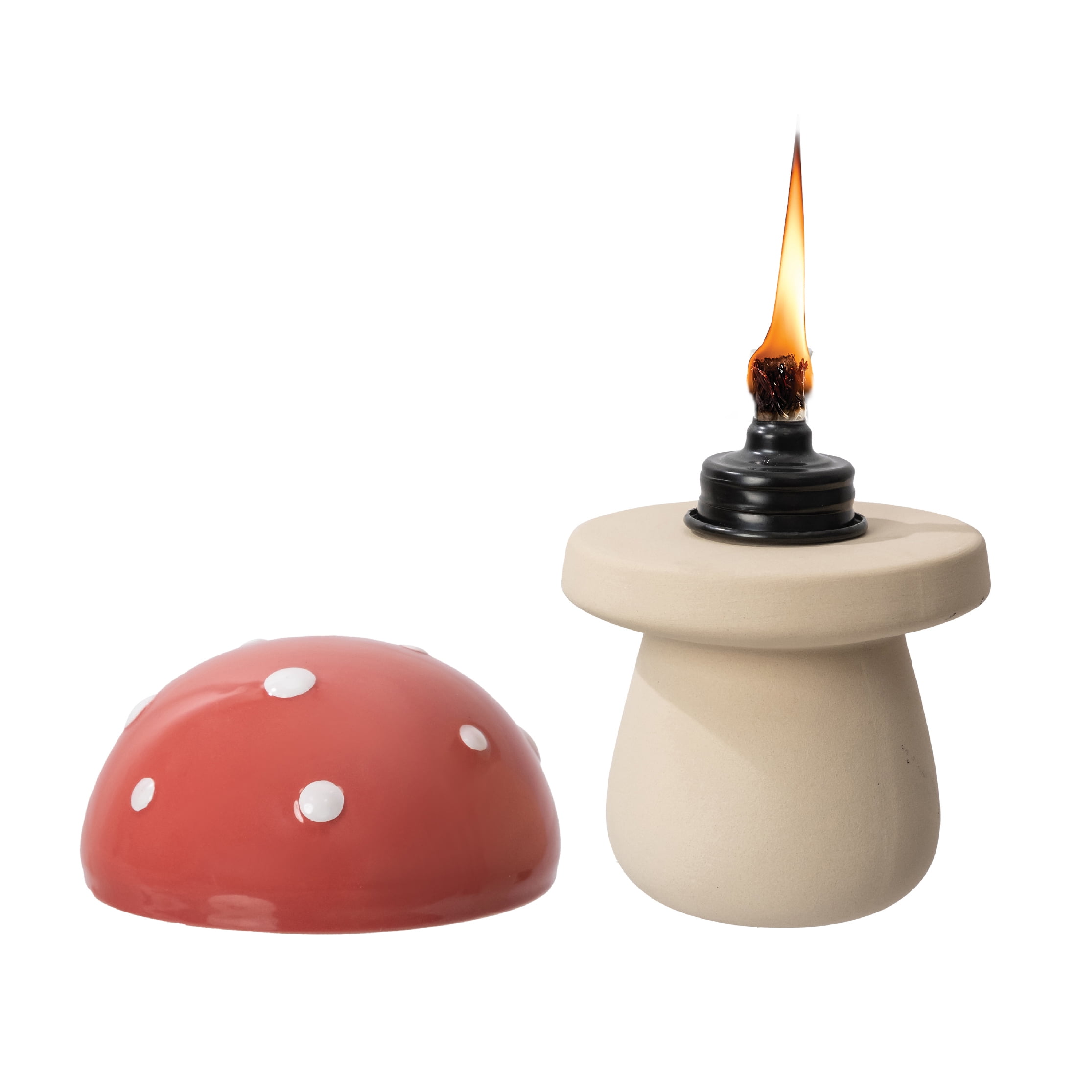 Mainstays Ceramic Mushroom Tabletop Torch for Outdoor Use with Fiberglass Wick