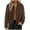 Brown, variant on Women's Suede Jacket Casual Button Down Cropped with Long Sleeves for Autumn Work and Outerwear M Size Black