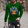 thumbnail image 2 of DDAPJ pyju Holiday Tops for Men Mardi Gras Long Sleeve T-shirts Carnival Parade Party Novelty Graphic Tee Shirts Funny Holiday Pullover Tees Green XL, 2 of 6