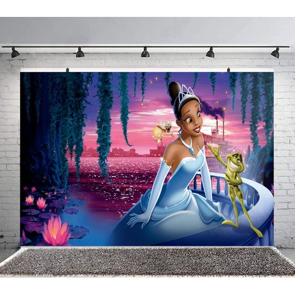 Tiana Backdrop Banner Party Supplies Poster Movie Theme Background for Photography Kids Birthday Decorations