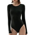thumbnail image 3 of Women's Bodysuits Long Sleeve Body Suit Crew Neck Basic T-Shirt Tops, 3 of 6
