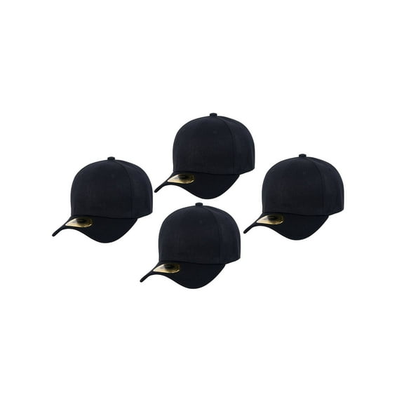 Top Headwear Structured Adjustable Baseball Hat, Black 4 pack