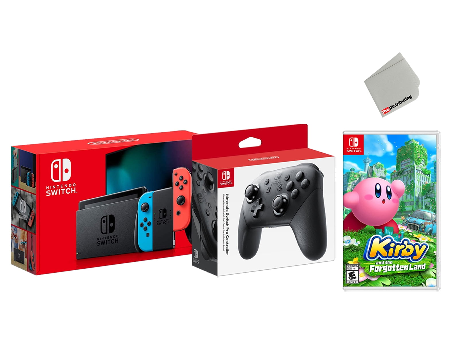 Nintendo Switch 32GB Console Neon JoyCon Bundle with Wireless Pro