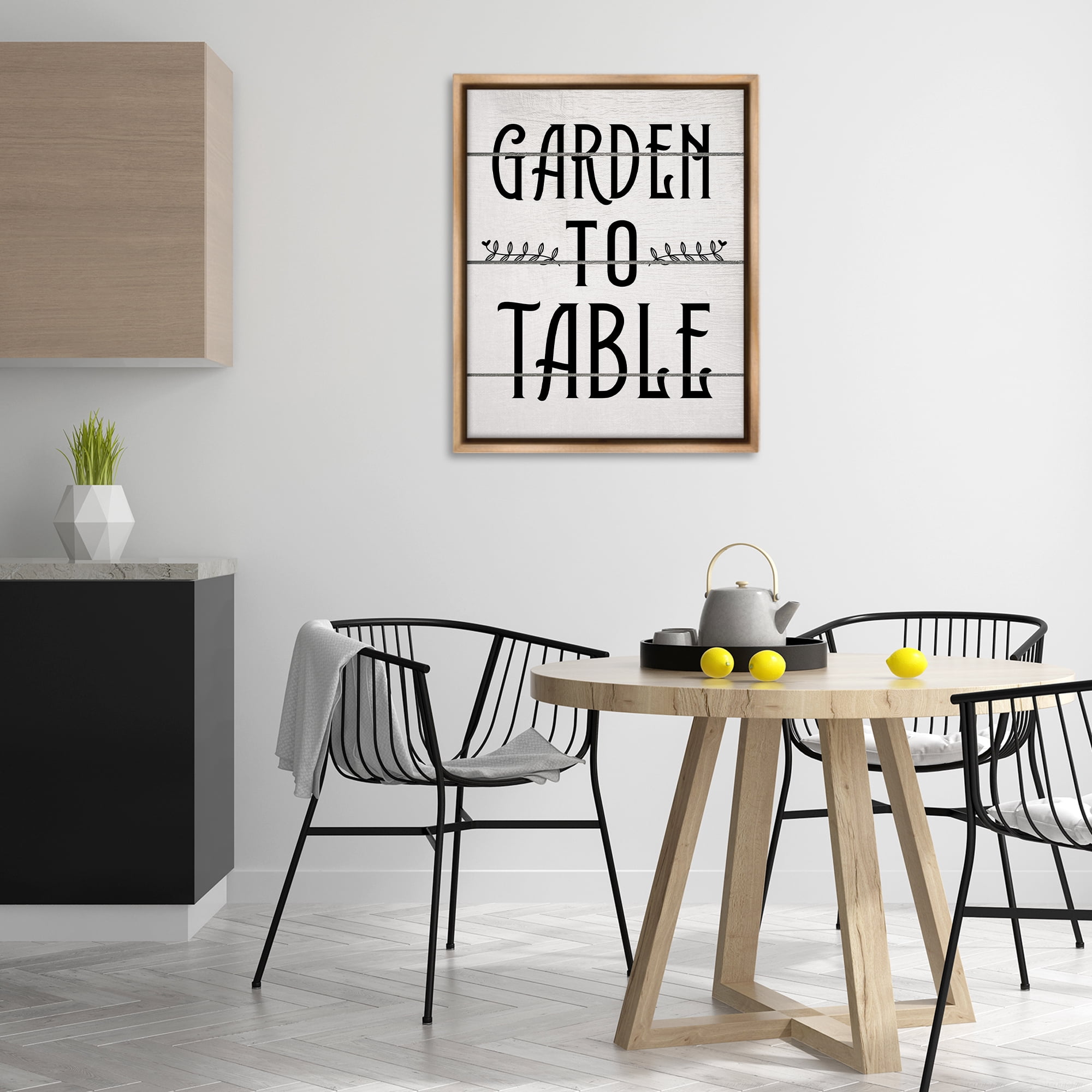 Stupell Industries Garden To Table Typography Painting Brown Floater Framed Canvas Art Print Wall Art, 25 x 31