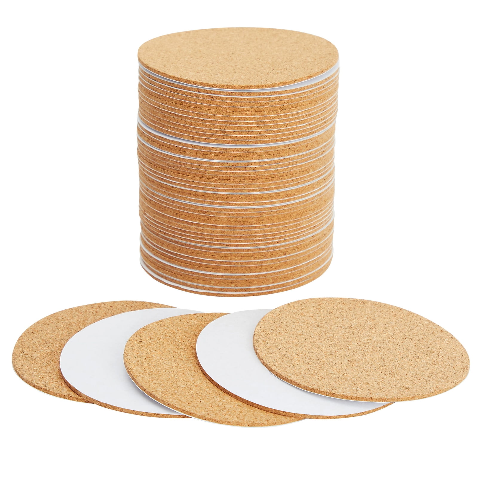 50 Pack SelfAdhesive Cork Circle Tiles, 3.5 In Backing Sheets for
