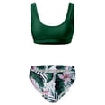 thumbnail image 4 of HOWPAY Women's Bikini Swimsuits Summer Sleeveless Crop Sporty Top Tummy Control High Waist Bathing Suits for Beach Pool 2 Piece Swimwear Green L, 4 of 5