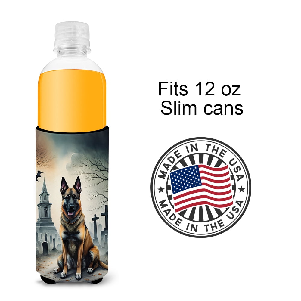 Carolines Treasures DAC2013MUK 0.25 x 6.5 x 4 in. Belgian Malinois Spooky Halloween Hugger for Ultra Slim Cans
