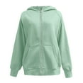 thumbnail image 2 of Plain Zip Up Hoodies for Women 2025 Fall Winter Long Sleeve Thick Hooded Sweatshirt with Pockets Jacket Coat, 2 of 5
