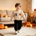 thumbnail image 6 of CAIVO Little Boys Halloween 2 Piece Outfit Sets Long Sleeve Crew Neck Sweatshirt and Jogger Pants Set Ghost Pumpkin Kids Fall Casual Clothing Set, 6 of 7