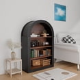 thumbnail image 3 of HIUU Black Arched Bookcase,Short Wide Bookshelf,Short Corner Bookshelf,Arched Display Cabinet with Open Shelf for Bedroom, Living Room, 3 of 7