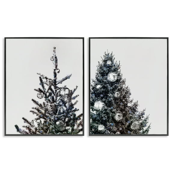 Stupell Industries Disco Ball Christmas Tree Holiday Photography Black Framed Art Print Wall Art, 11 x 14, Set of 2