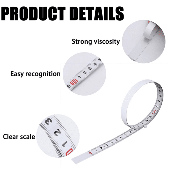 3-Piece Self-Adhesive Tape Measure, 39inch Left and Right Metal Metric Tape Measure, 78inch Center to Side Reading Tape