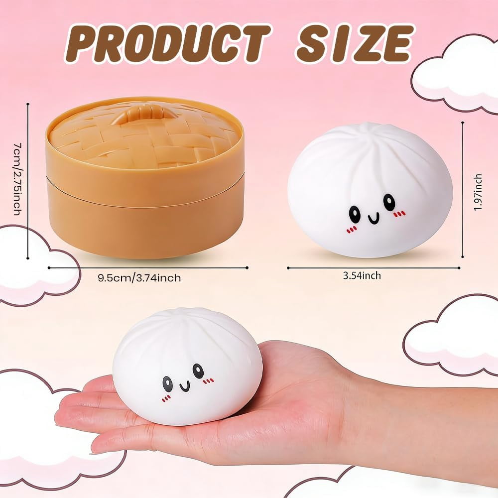 Dumpling Stress Reliever for Adults, Soft Slow Rising Squeeze Ball, Sensory Anxiety Relief Tool, Cute Desk Decor for Office & Home Relaxation (4 Color-Glitter)