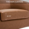 thumbnail image 2 of DREAMSIDEA PU Leather Swivel Barrel Chair Living Room,Swivel Chairs Set of 2 Round Armchair for Living Room, Office, Bedroom -Brown, 2 of 4