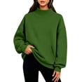 thumbnail image 2 of Mineart Women's Pullover Solid Sweatshirt Ribbed Elastic Cuffs Soft Loose Casual Stand Collar Top Autumn Winter Fall Tops 2026 Trendy, 2 of 8