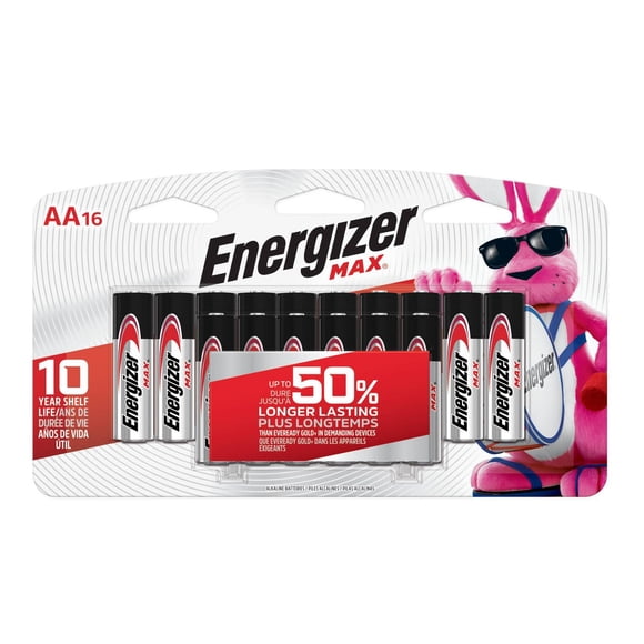 Piles alcalines AA Energizer MAX, emballage de 16
