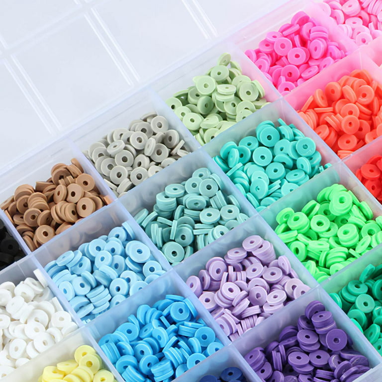 4800Pcs Clay Heishi Beads Flat Round Beads Kit for Bracelets Necklace 24  Colors