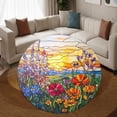 thumbnail image 3 of Circle Area Rug, Wildflowers2 Washable Non-Slip Floor Carpet, Soft Rug for Living Room Bedroom Decor 71 Inch, 3 of 6