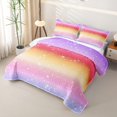 thumbnail image 3 of Homewish Glitter Stars Quilt Full for Girls, Rainbow Galaxy Full Bedspread Sets, Purple Red Gold, 3-Piece 1 Coverlet and 2 Pillowcases, 3 of 7