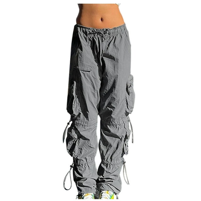 Pantalones largos para mujer, estilo callejero, diseño moderno, sentido, monos con múltiples bolsillos, cordón elástico, pantalones deportivos de cintura baja Odeerbi ODB-2