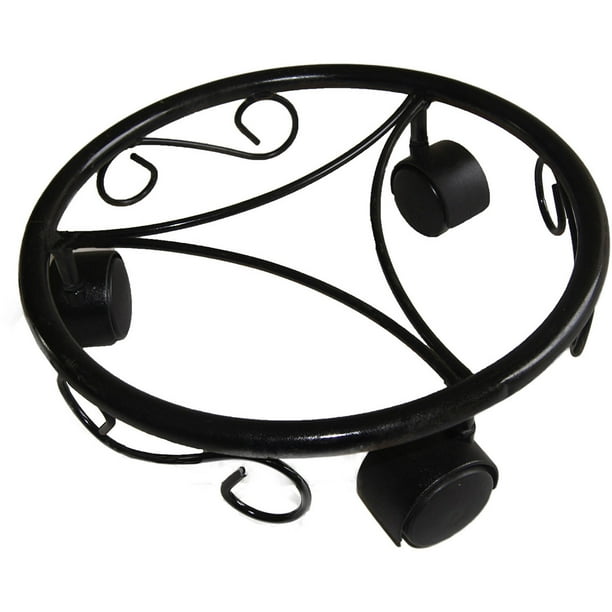 11.25" Black Plant Caddy On Wheels