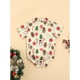 thumbnail image 4 of Qiylii Baby Boys Christmas Bodysuit Snowman/Santa Claus Pattern Short Sleeve Lapel Bow Romper, 4 of 8