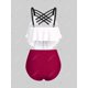 thumbnail image 2 of Tankini de Talla Grande con Volantes con Estampado de Esqueleto Rosegal Leggings de talla grande, 2 of 5