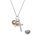 thumbnail image 2 of Delight Jewelry Two-tone Large Flying Santa on Heart I Have Plans for You Engraved Cross Zoey Necklace, 28", 2 of 4