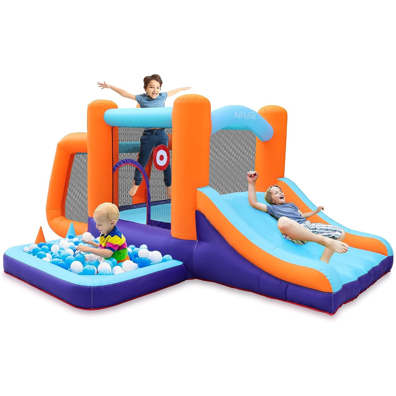 CIPACHO Inflatable Jumping Castle with Slide, Kids Bounce House Inflatable Slides Bounce House for Outdoor, Include Air Blower, Basketball Hoop, Football Playing