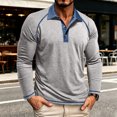 thumbnail image 6 of Mens Long Sleeve Polo Shirts Fashion Casual Raglan Button Polo Tee Collared Golf Shirt, L, 6 of 6