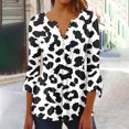 thumbnail image 2 of Pompotops Chemises Tuniques Imprimées Florales à Manches 3/4 Décontractées Col en V pour Femmes Chemises Basiques d'Été Blouse Plissée en Liquidation, 2 of 5