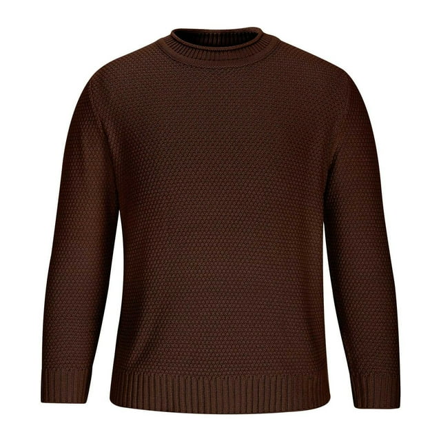 Erwazi Mens Crew Neck Sweaters Regular Fit Thermal Sweater Fall Winter Solid Casual Long Sleeve Pullover Tops