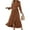 Brown, variant on Womens Boho Cocktail Maxi Dress Fall Fashion V Neck Long Sleeve Swiss Dot Flowy Slit Wedding Guest Dresses