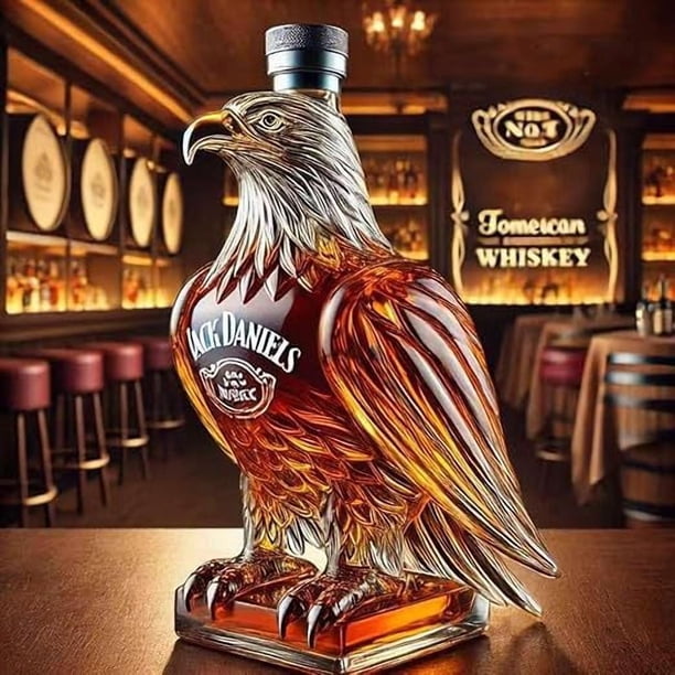 Whiskey Decanters Set, Glass Animal Shaped Bottles, Novelty Bar Display, Decorative Liquor Container 300ml (Eagle A model)
