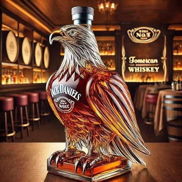Whiskey Decanters Set, Glass Animal Shaped Bottles, Novelty Bar Display, Decorative Liquor Container 300ml (Eagle A model)