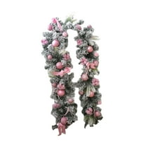 6FT Pink Christmas Garland, Faux Pine Needles Teardrop Door Swag, Artificial Greenery Christmas Garlands - Festive Lighted Decor for Front Door, Mantel, Stair & Fireplace