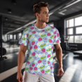 thumbnail image 3 of Wukai Strawberry And Flowers Print Men's Short-Sleeved Mesh T-Shirt,Quick-Dry Short Sleeve Workout T-Shirt-4X-Large, 3 of 8