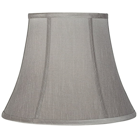 Springcrest Pewter Gray Medium Bell Lamp Shade 8" Top x 14" Bottom x 11" Slant x 10.5" High (Spider) Replacement with Harp and Finial