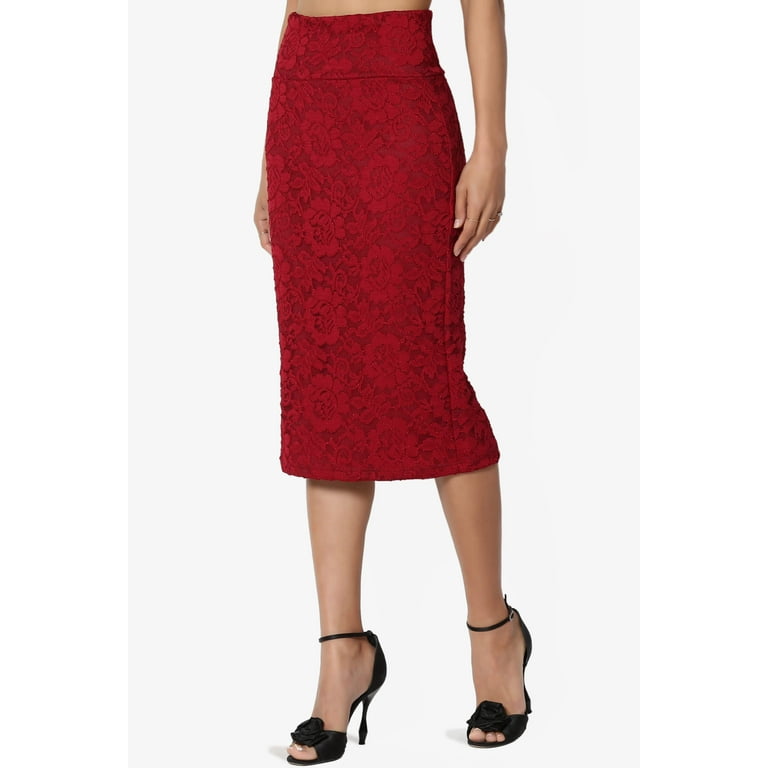 Floral lace overlay pencil skirt top