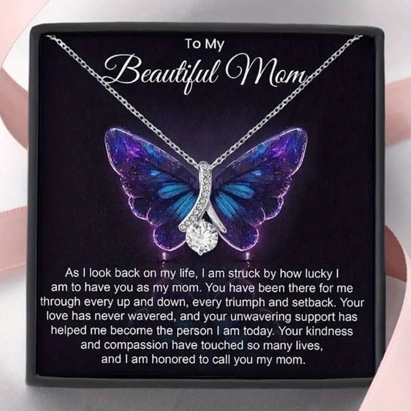 To My Mom Ribbon Meaningful Mother Day Birthday Necklace, A Meaningful Necklace Perfect For Anniversaries, Birthdays, Valentine V8109, White Alluring Necklace