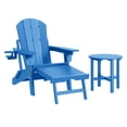 thumbnail image 3 of WestinTrends Malibu 2-Piece Outdoor Folding Adjustable Adirondack Chair with Cup Holder & Hideaway Ottoman and 18" Side Table, Pacific Blue, 3 of 16