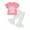 Pink Three, variant on Suealasg 3Pcs Kid Toddler Baby Girls Birthday Clothes Set Short Sleeve Crew Neck Letters Print Romper/T-shirt  Flare Pants  Hairband 6M 1T 2T 3T 4T 5T Summer Outfits