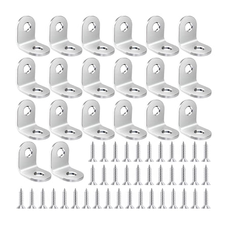 TALENO 20 PCS Heavy Duty Corner Brace,Stainless Steel Joint Right Angle Brackets with Screws,90 Degree Wall Brackets Hanger for Shelves,Tables,Dressers,Chairs,Silver