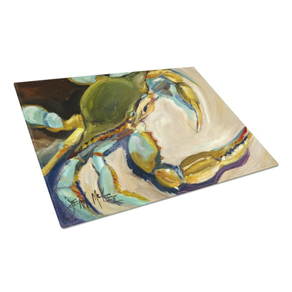 Carolines Treasures JMK1098LCB Blue Crab Glass Cutting Board Large, 12H x 16W, multicolor