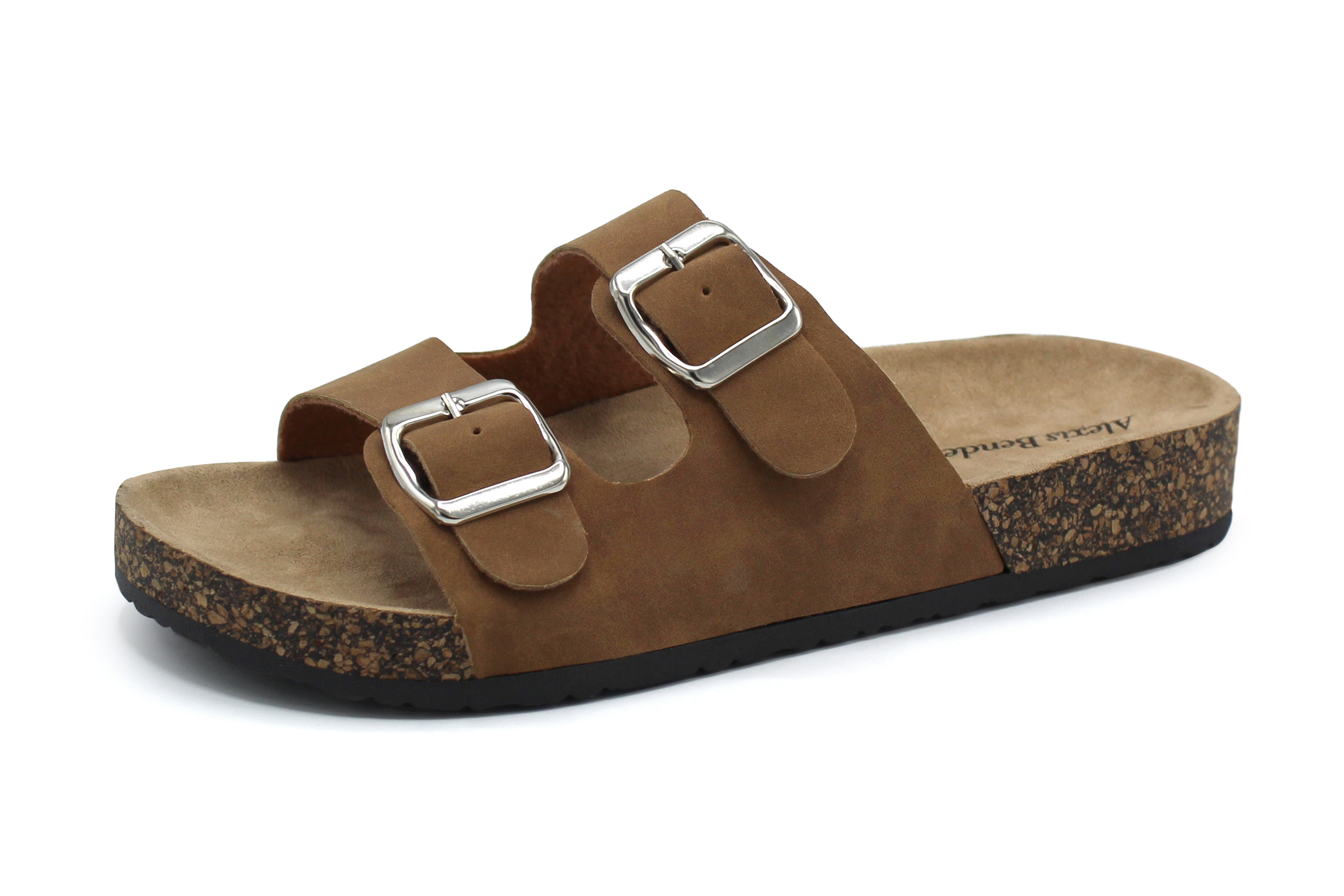 double buckle strap footbed sandals