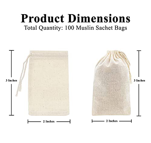 3.5X4.75 Inch KUPOO 50PS Cotton Bags Cotton Muslin Bags Drawstring Muslin Bag for Wedding Party Favor and DIY Craft