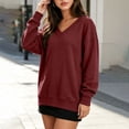 thumbnail image 5 of BUIGTTKLOP Sweatshirts for Women Oversized Long Sleeve Shirts V Neck Side Slit Pullover Cozy Tops Fall Winter Fashion Outfits, 5 of 8